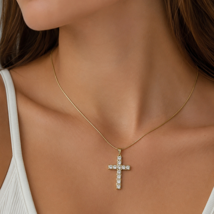 Lant Dama Gold Angelic Cross Diamonds 14K Gold Plated [2]