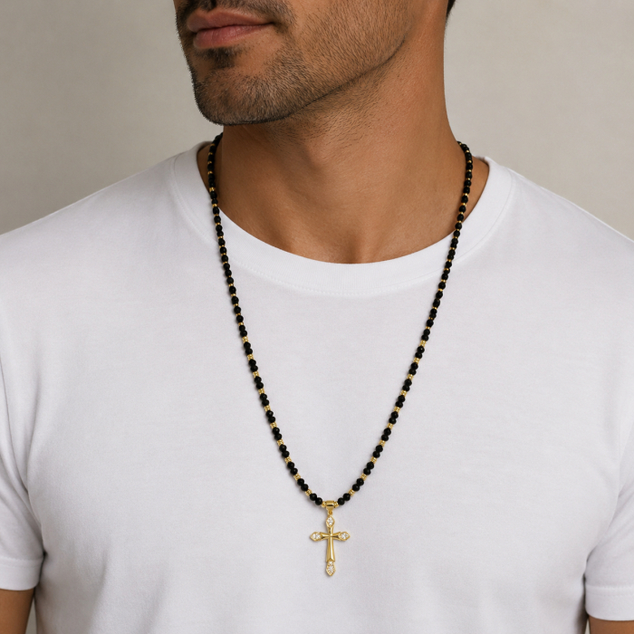 Lant Rosary GoldBlack Cross [2]