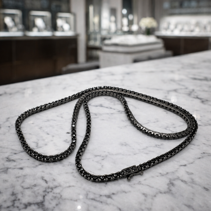 Lant Tennis Argint 925 Full Black 59 CM / 2.5 MM - 28 Gr [3]