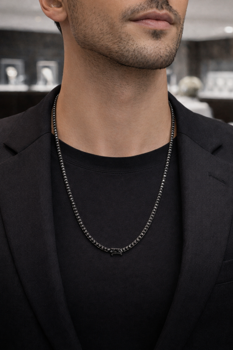 Lant Tennis Argint 925 Full Black 59 CM / 2.5 MM - 28 Gr [2]