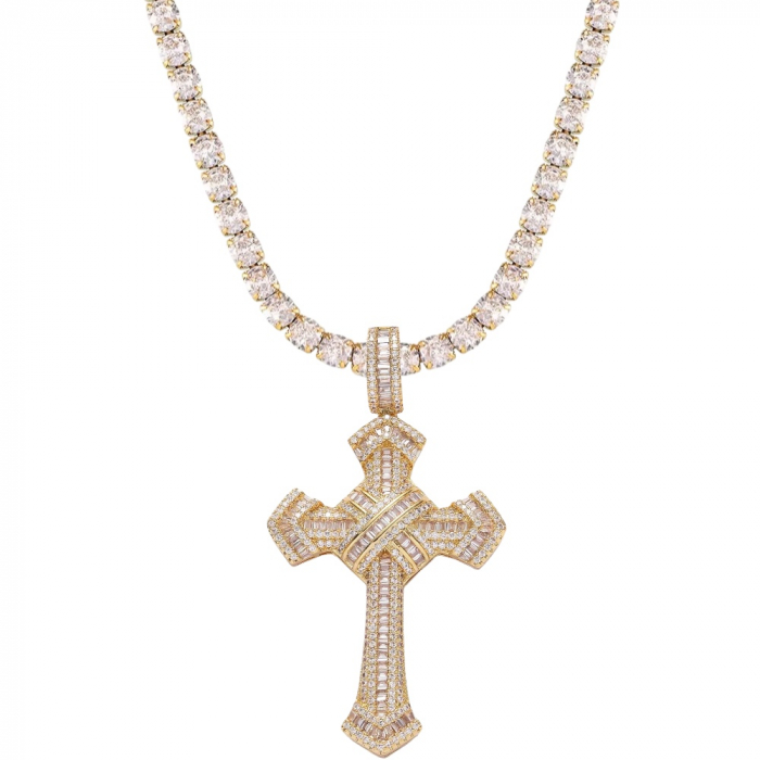 Lant Tennis Gold Cross 14K Plated 45 CM /  3MM [1]