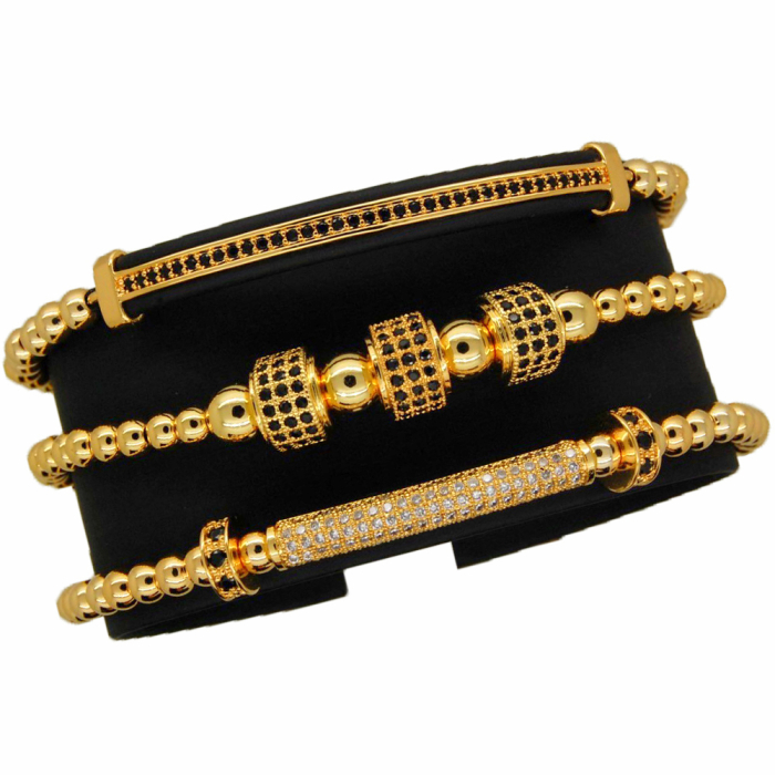 Luxury Gold 14K Set 3 Zircon Bracelets [2]