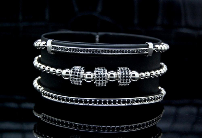 Luxury Set 3 Brooks Silver Bracelets [3]