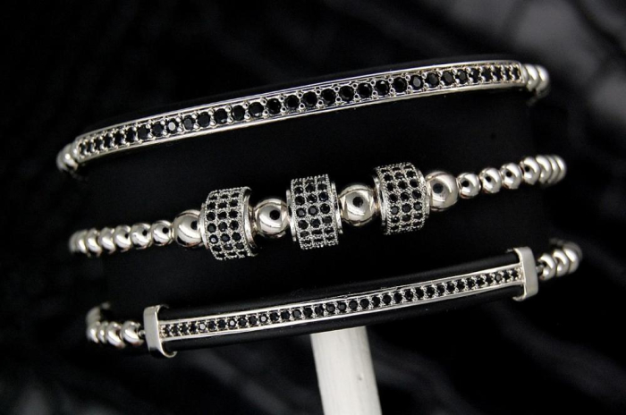 Luxury Set 3 Brooks Silver Bracelets [6]
