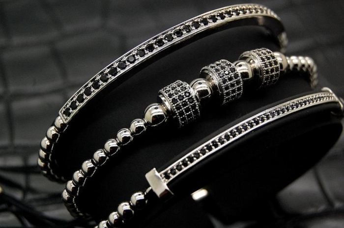 Luxury Set 3 Brooks Silver Bracelets [4]