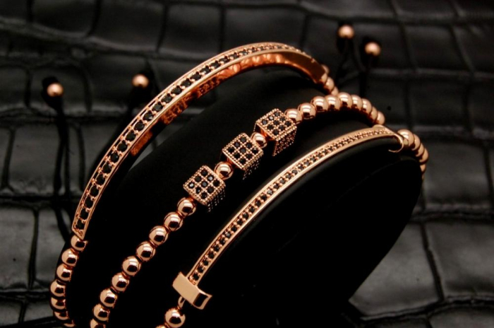 Luxury Set 3 Rose Gold 14K Brooks Bracelets [3]