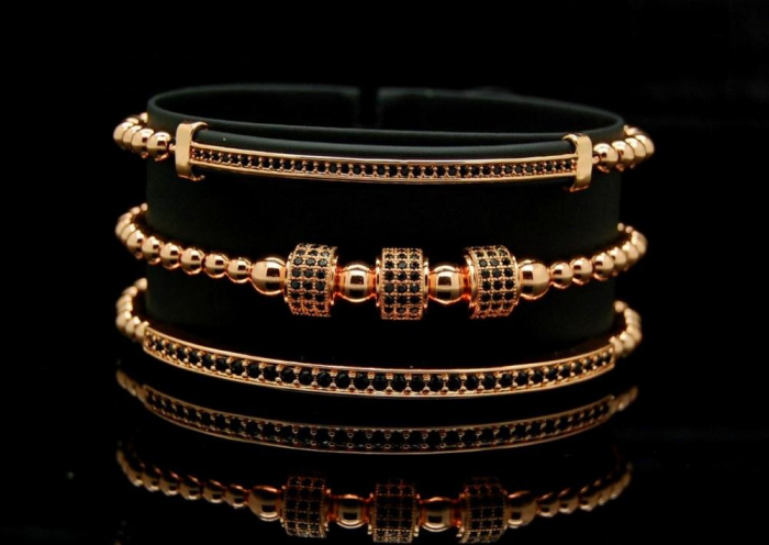 Luxury Set 3 Rose Gold Men Brooks Bracelets [3]