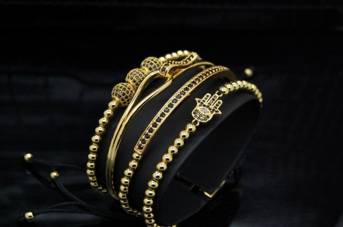 Luxury Set 4 Brooks Gold 14K Bracelets Lady [3]