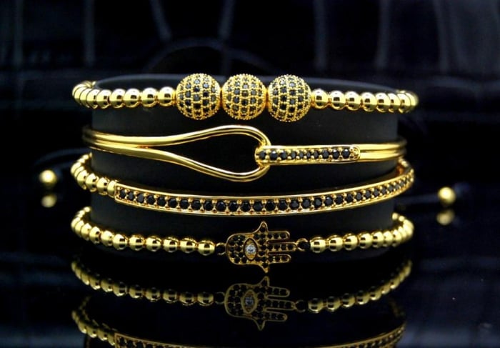 Luxury Set 4 Brooks Gold 14K Bracelets Lady [2]