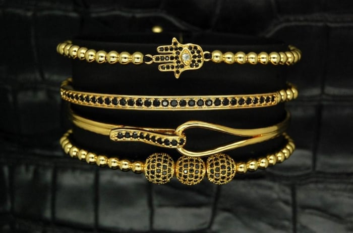 Luxury Set 4 Brooks Gold 14K Bracelets Lady [5]