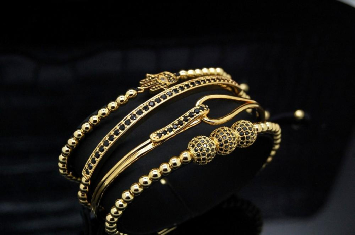 Luxury Set 4 Brooks Gold 14K Bracelets Lady [4]