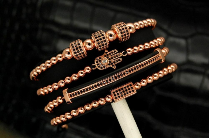 Luxury Set 4 Brooks Rose Gold 14K Bracelets [6]
