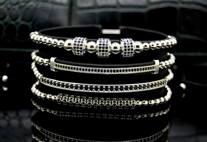 Luxury Set 4 Brooks Silver Bracelets [3]