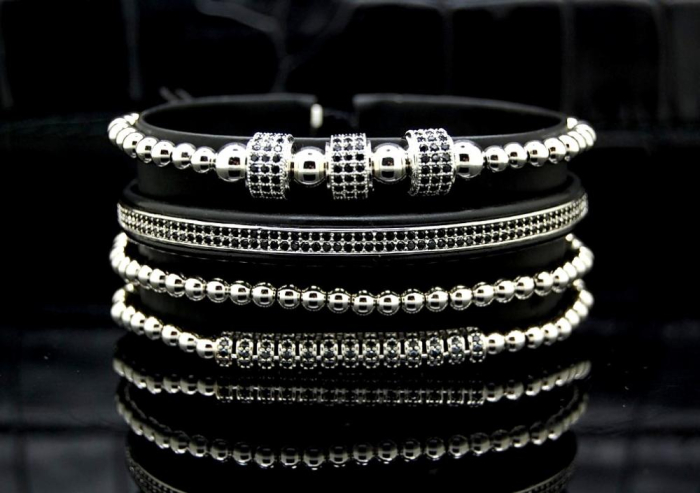 Luxury Set 4 Brooks Silver Bracelets [3]