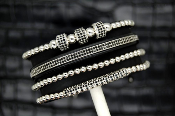 Luxury Set 4 Brooks Silver Bracelets [6]