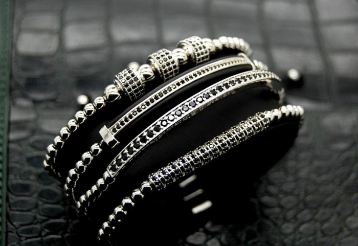 Luxury Set 4 Brooks Silver Bracelets [4]