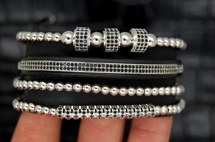 Luxury Set 4 Brooks Silver Bracelets [5]