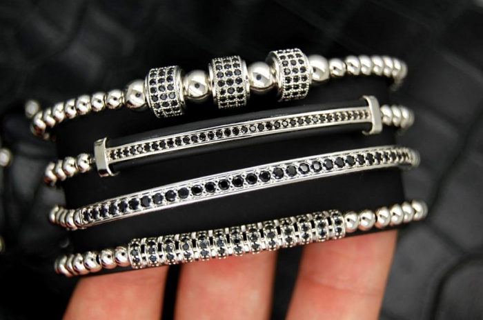 Luxury Set 4 Brooks Silver Bracelets [6]