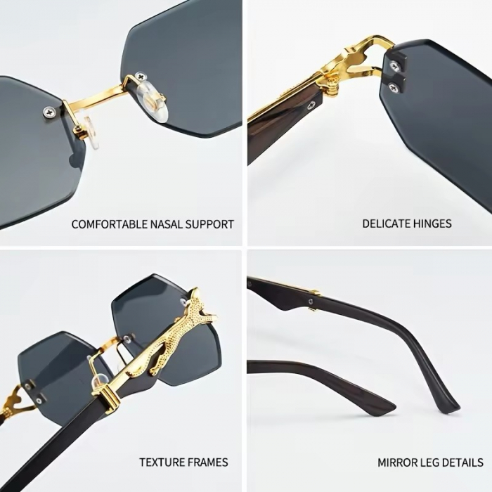 Ochelari Brooks Black Hexagonal Gatopardo [4]