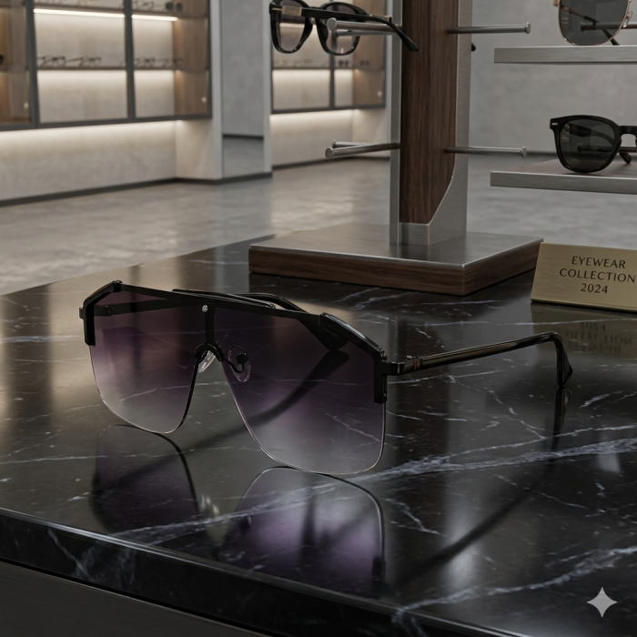 Ochelari Brooks Black Oversized Shield Sunglasses [3]