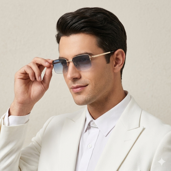 Ochelari Brooks Gold Rimeless Exquisite Vellier Bleu [2]