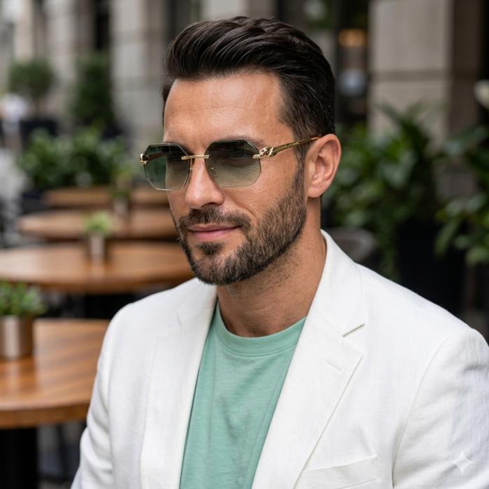 Ochelari Brooks Hexagonal Green Lens Gatopardo [2]