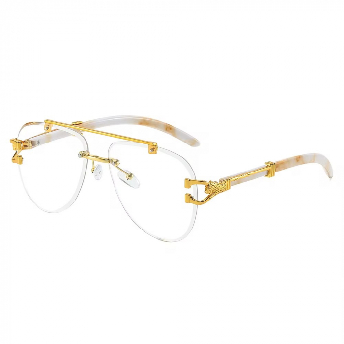Ochelari Brooks Rimeless Aviator GoldWhite Luxury [1]