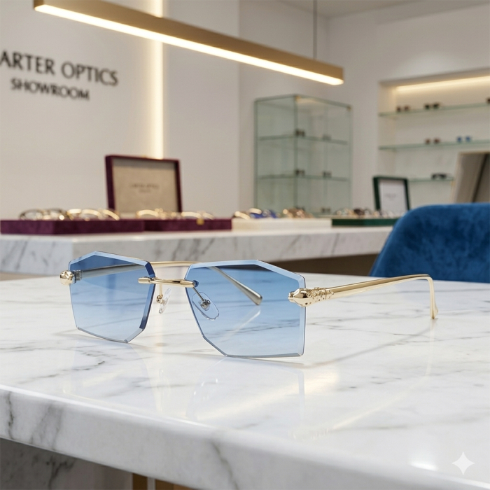 Ochelari Brooks Rimeless Hexagonal Blue Gatopardo [3]