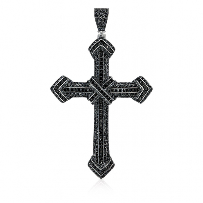 Pandantiv Argint 925 Cruce 8 CM Full Black [1]