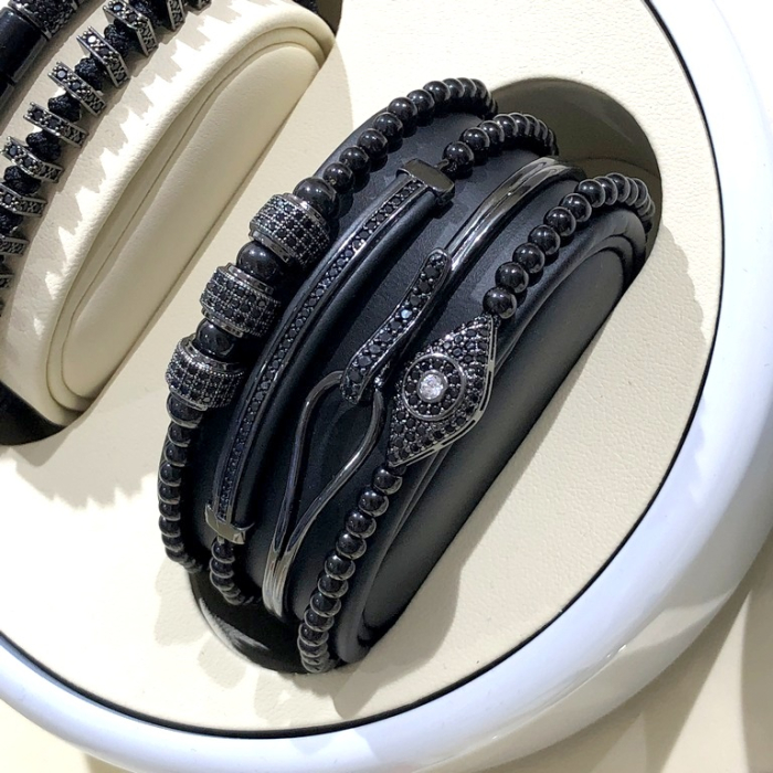 Royal All Black Set 4 Brooks Bracelets [4]