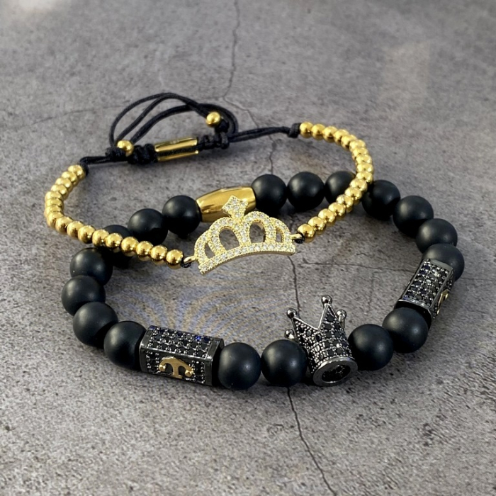 Set 2 Bratari Brooks GoldBlack Kings - Cupluri [2]