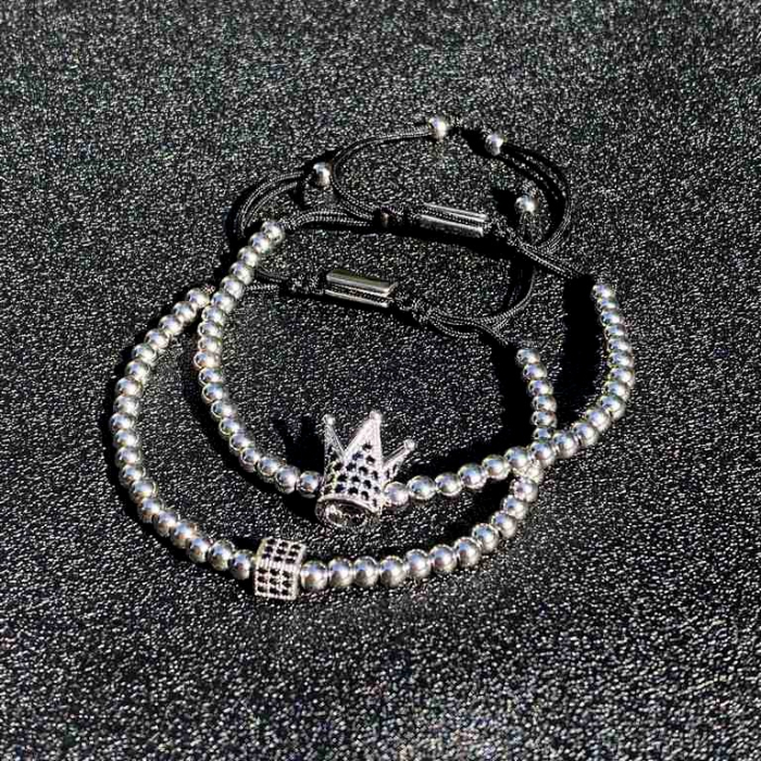 Set 2 Bratari Brooks Silver Crown Dice [2]