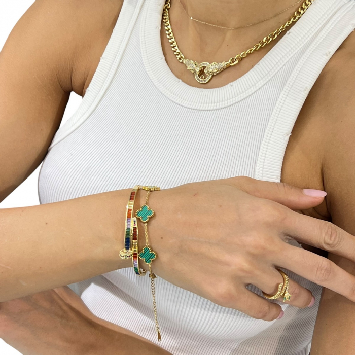 Set 2 Bratari Gold Rainbow Clover [2]