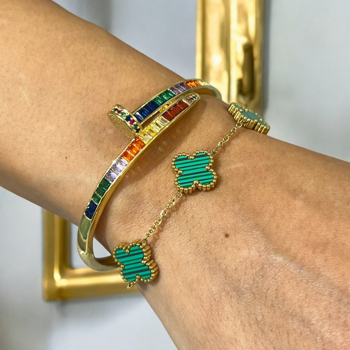 Set 2 Bratari Gold Rainbow Clover [3]