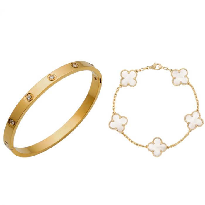 Set 2 Bratari Gold Waterproof Clover [1]