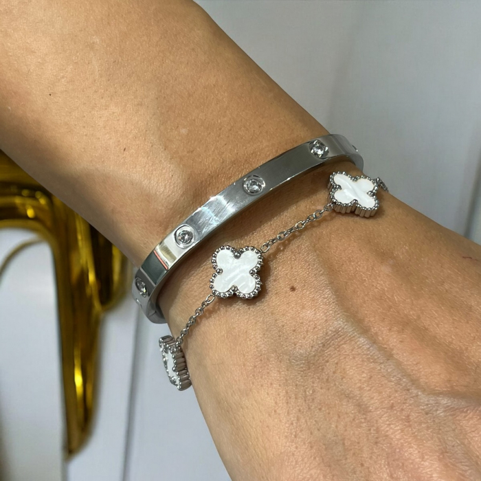 Set 2 Bratari Silver Waterproof Clover [3]