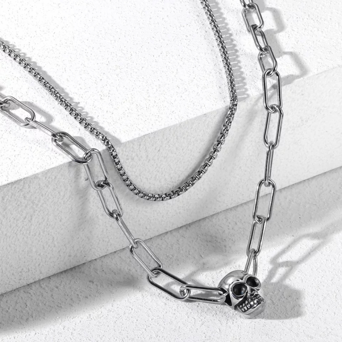 Set 2 Lanturi Brooks Silver Skull [4]
