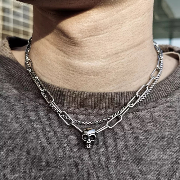 Set 2 Lanturi Brooks Silver Skull [3]