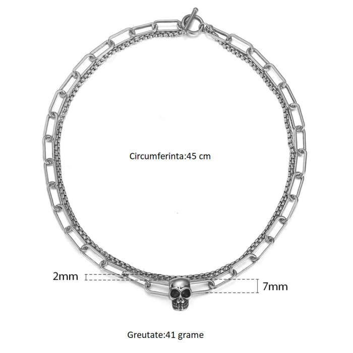 Set 2 Lanturi Brooks Silver Skull [5]