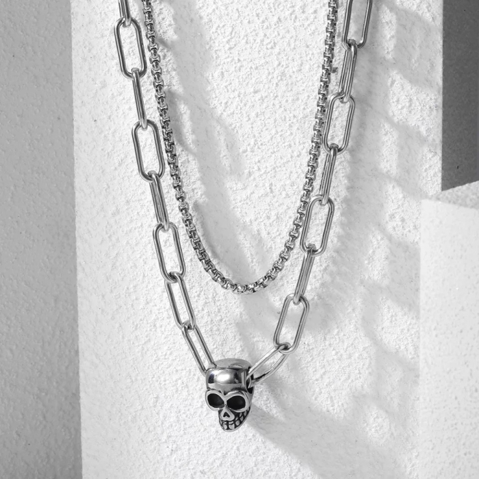 Set 2 Lanturi Brooks Silver Skull [2]