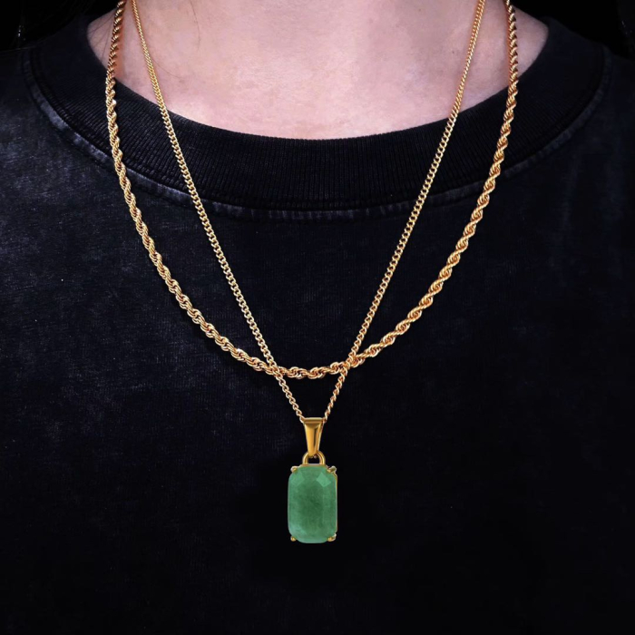 Set 2 Lanturi Gold Jad Stone [2]