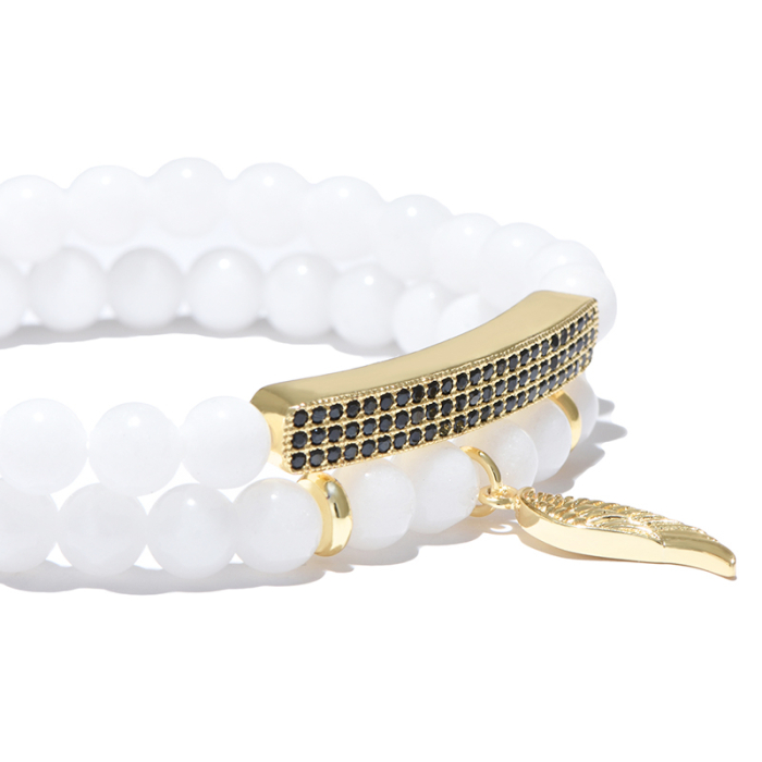 Set 2 Bratari White Brooks Leaf [4]