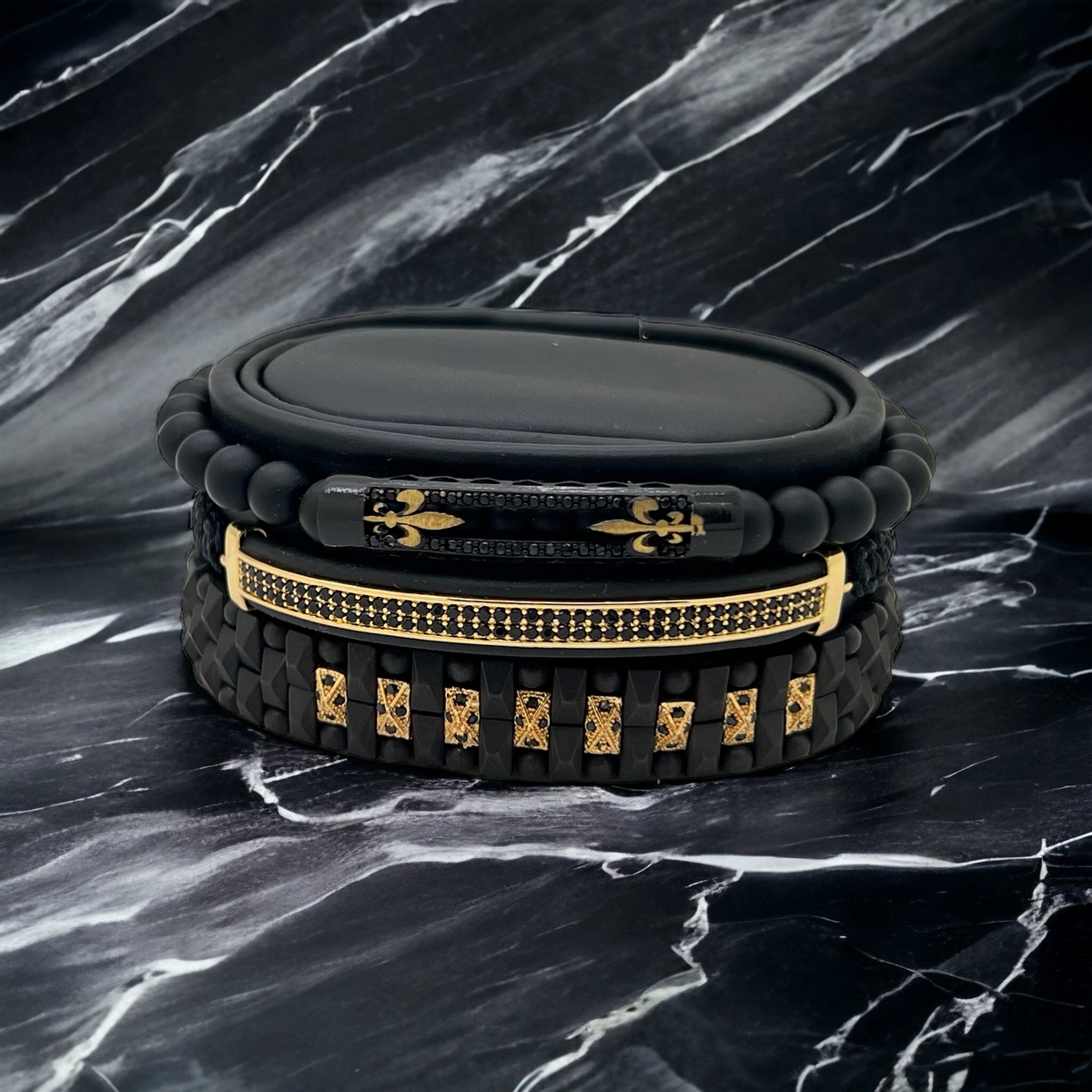 Set 3 Bratari Brooks GoldBlack Stone [2]