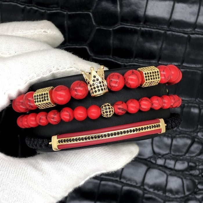 Set 3 Bratari Brooks Red Luxury Agate [2]
