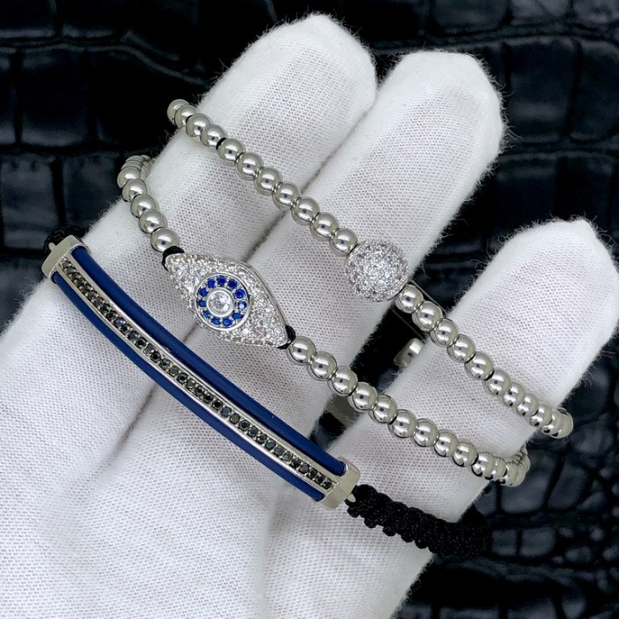 Set 3 Bratari Brooks Silver Woman Blue Ciel [3]