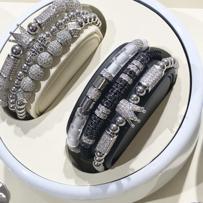 Set 3 Bratari Brooks Silver Zircon Crowns [3]