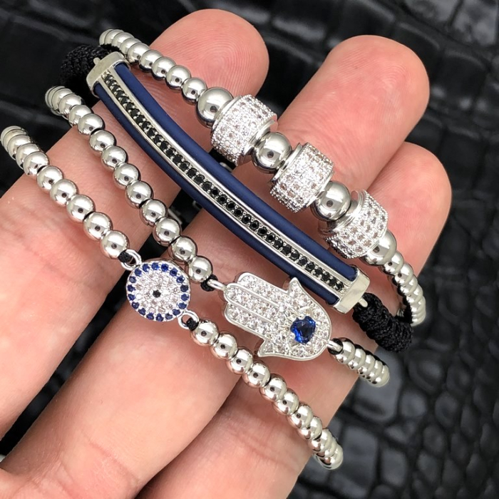Set 4 Bratari Brooks Blue Zepphir Crystals [4]