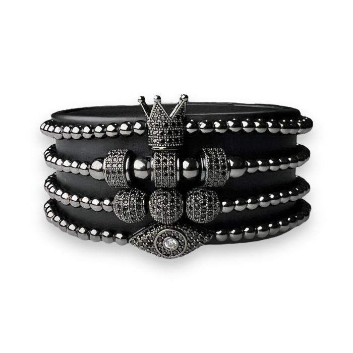 Set 4 Bratari Brooks Full Black Diamond Crown [4]