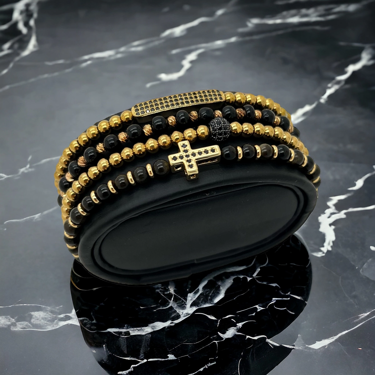 Set 4 Bratari Brooks GoldBlack Cross [2]