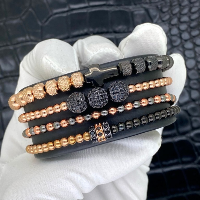 Set 4 Bratari Brooks RoseGold And Black Art [2]